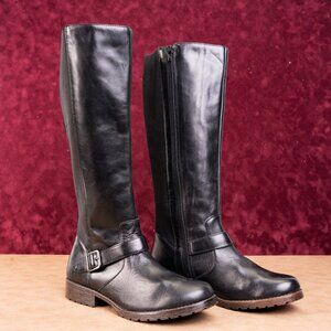 Kenneth Cole NY Women Buckle Black Leather Riding Moto Tall Fashion Boots sz 9